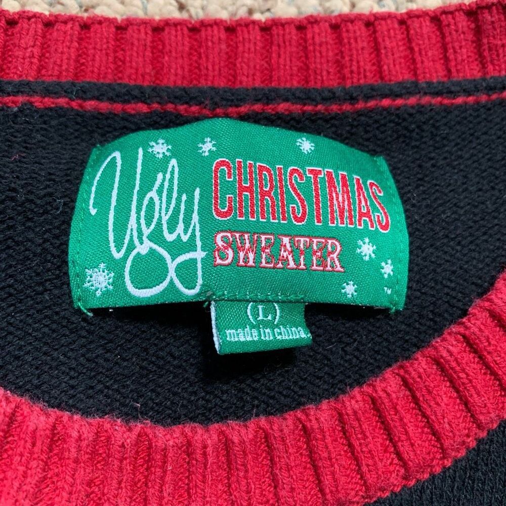 Ugly Christmas Sweater Black and Red Skull Design - Picture 7 of 10